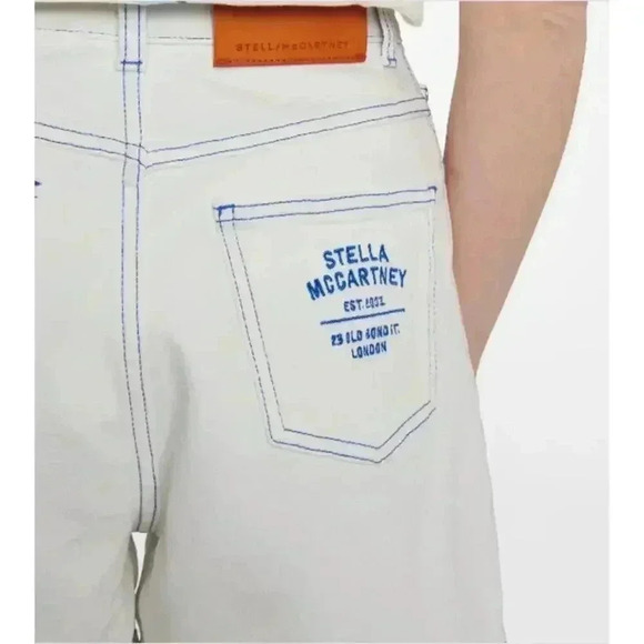 STELLA MCCARTNEY 23 Old Bond Street London Denim Shorts In White Wash - Picture 2 of 8